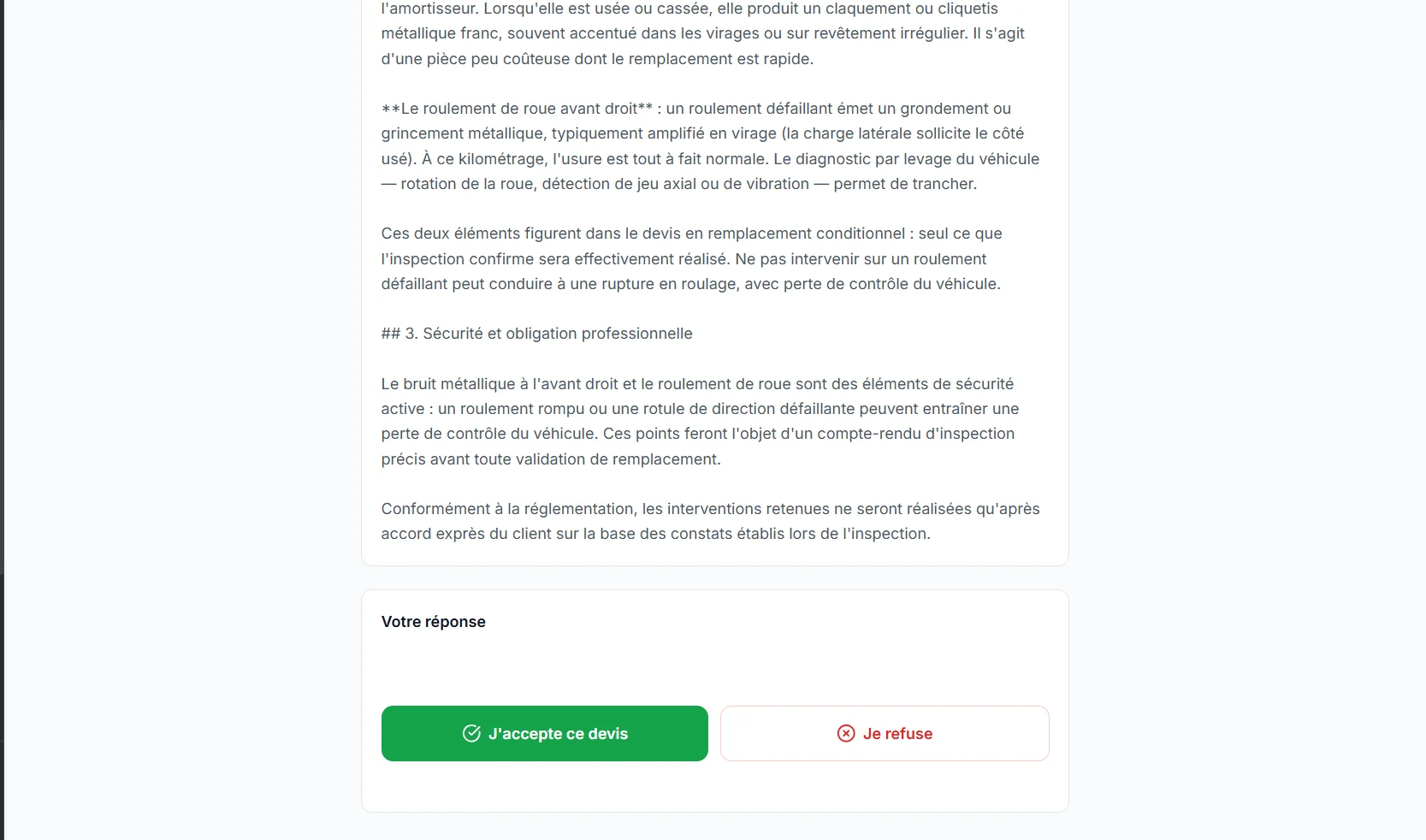 Validation client en ligne du devis