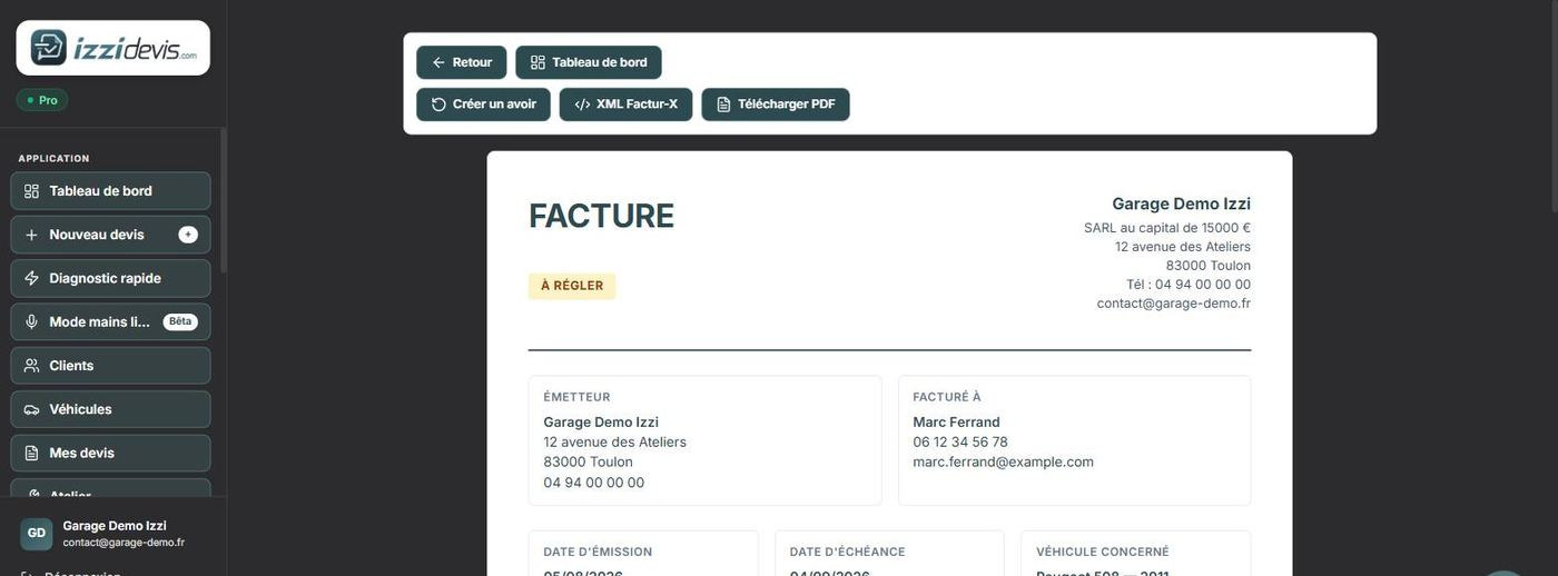 Facture générée